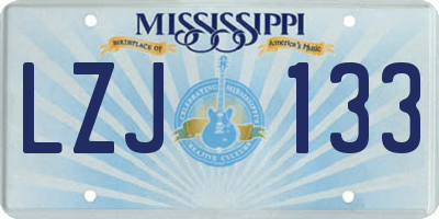 MS license plate LZJ133