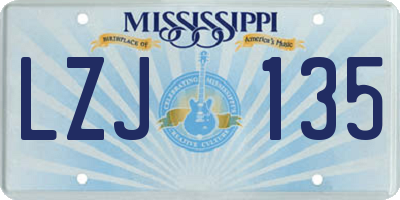 MS license plate LZJ135