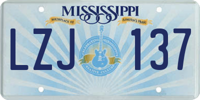 MS license plate LZJ137