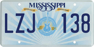MS license plate LZJ138
