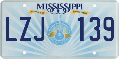 MS license plate LZJ139