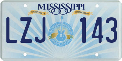 MS license plate LZJ143