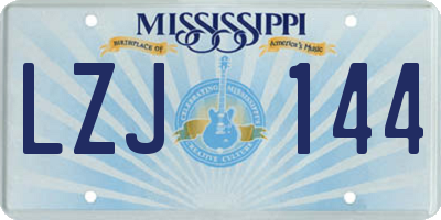 MS license plate LZJ144