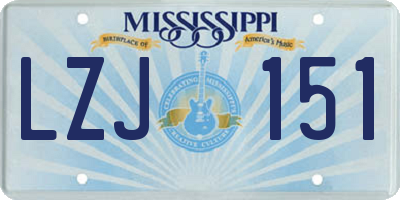 MS license plate LZJ151