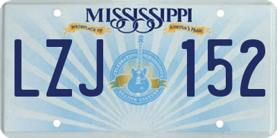 MS license plate LZJ152