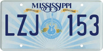 MS license plate LZJ153