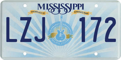 MS license plate LZJ172