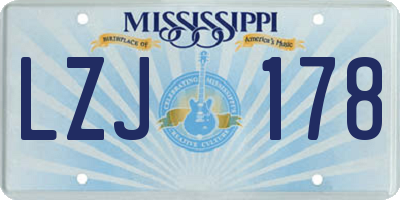 MS license plate LZJ178