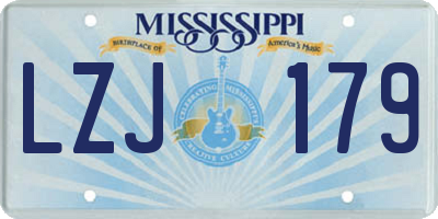 MS license plate LZJ179