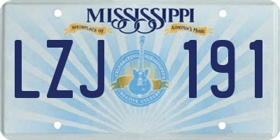 MS license plate LZJ191