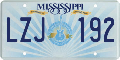 MS license plate LZJ192