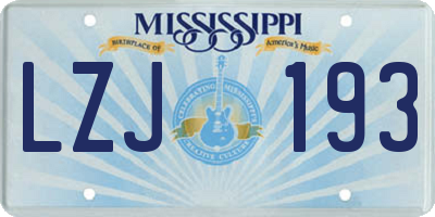 MS license plate LZJ193