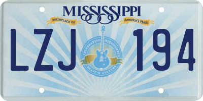 MS license plate LZJ194