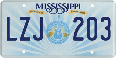 MS license plate LZJ203