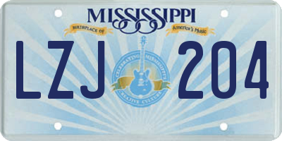 MS license plate LZJ204