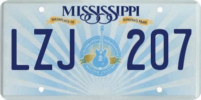 MS license plate LZJ207