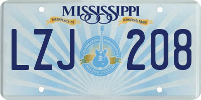 MS license plate LZJ208