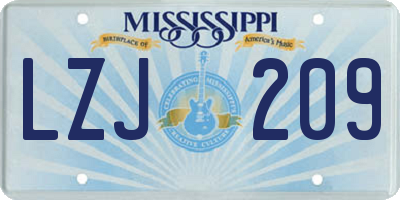 MS license plate LZJ209