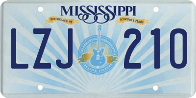 MS license plate LZJ210