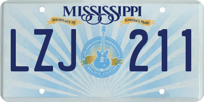 MS license plate LZJ211