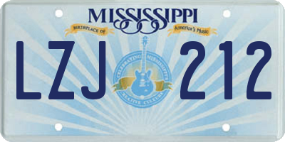 MS license plate LZJ212