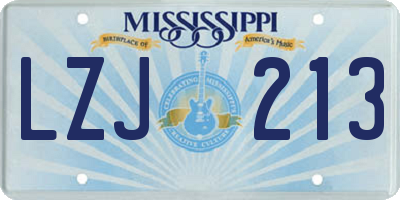 MS license plate LZJ213