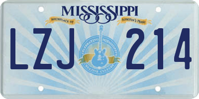 MS license plate LZJ214