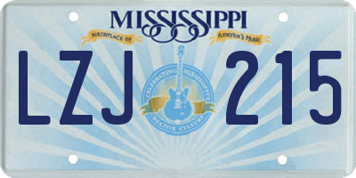 MS license plate LZJ215