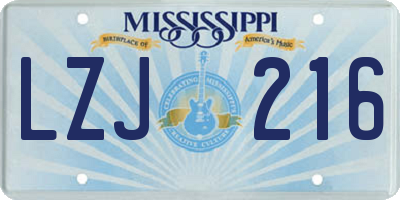 MS license plate LZJ216