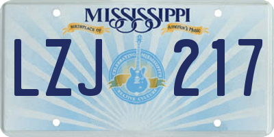 MS license plate LZJ217