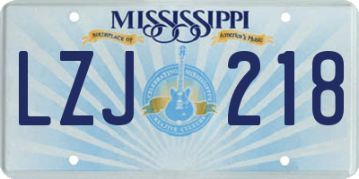 MS license plate LZJ218