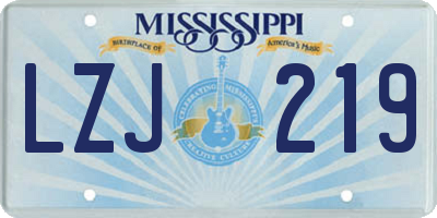 MS license plate LZJ219