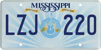 MS license plate LZJ220