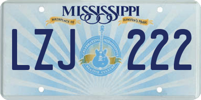 MS license plate LZJ222