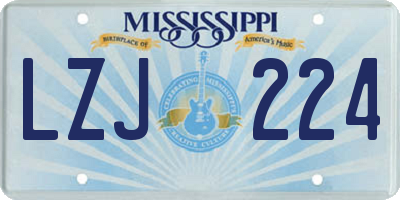 MS license plate LZJ224