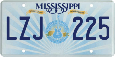 MS license plate LZJ225