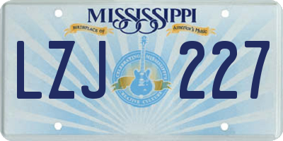 MS license plate LZJ227