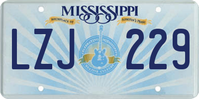 MS license plate LZJ229