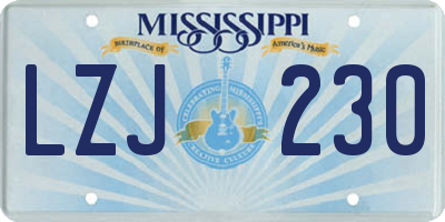 MS license plate LZJ230