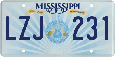 MS license plate LZJ231