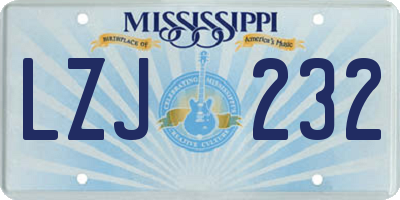 MS license plate LZJ232