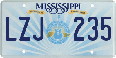 MS license plate LZJ235