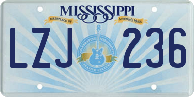 MS license plate LZJ236