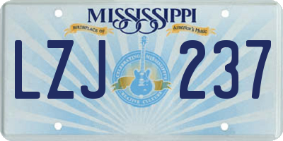 MS license plate LZJ237