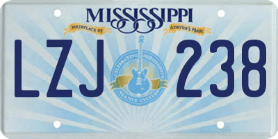 MS license plate LZJ238