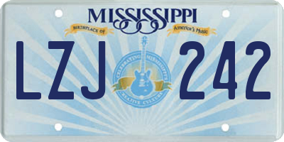 MS license plate LZJ242