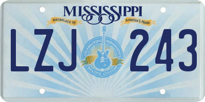 MS license plate LZJ243