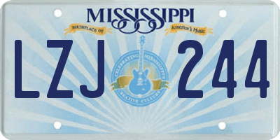 MS license plate LZJ244