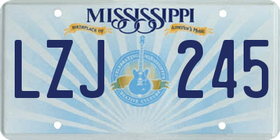 MS license plate LZJ245