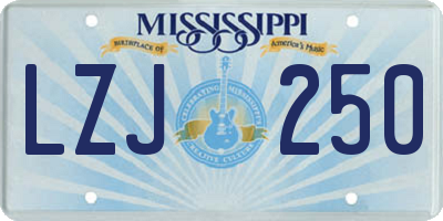 MS license plate LZJ250